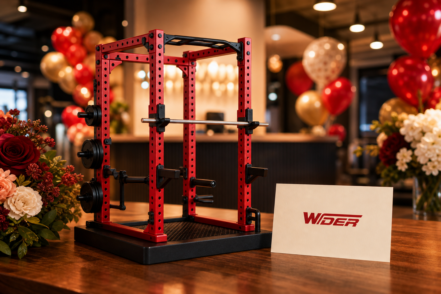 Physical miniature gym equipment vs STL and digital model files | دليل الشراء المحلي — WDER mini gym model shown in a real display scene with one natural brand mark.