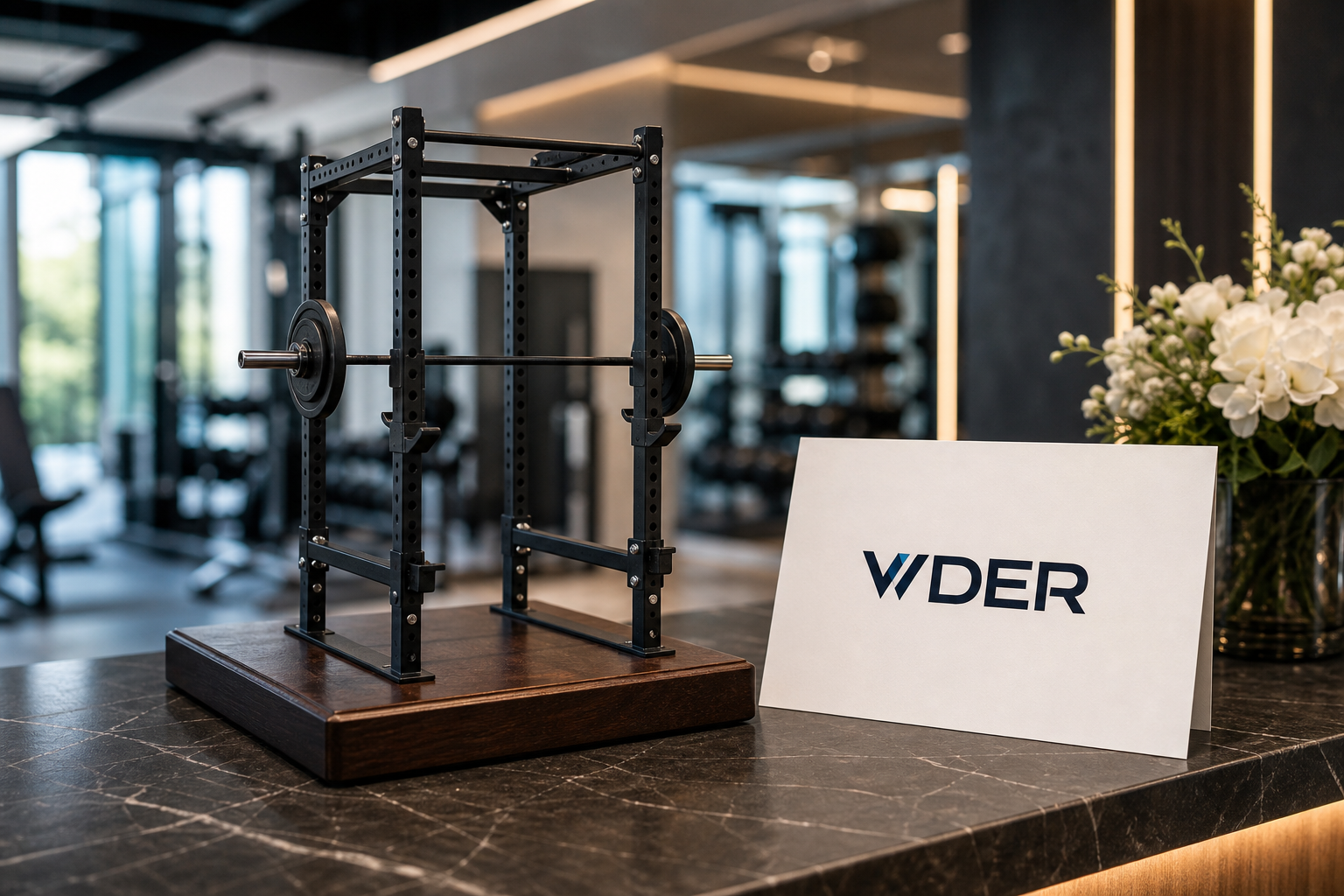How to style miniature gym equipment for reception and social photos | دليل الشراء المحلي — WDER mini gym model shown in a real display scene with one natural brand mark.