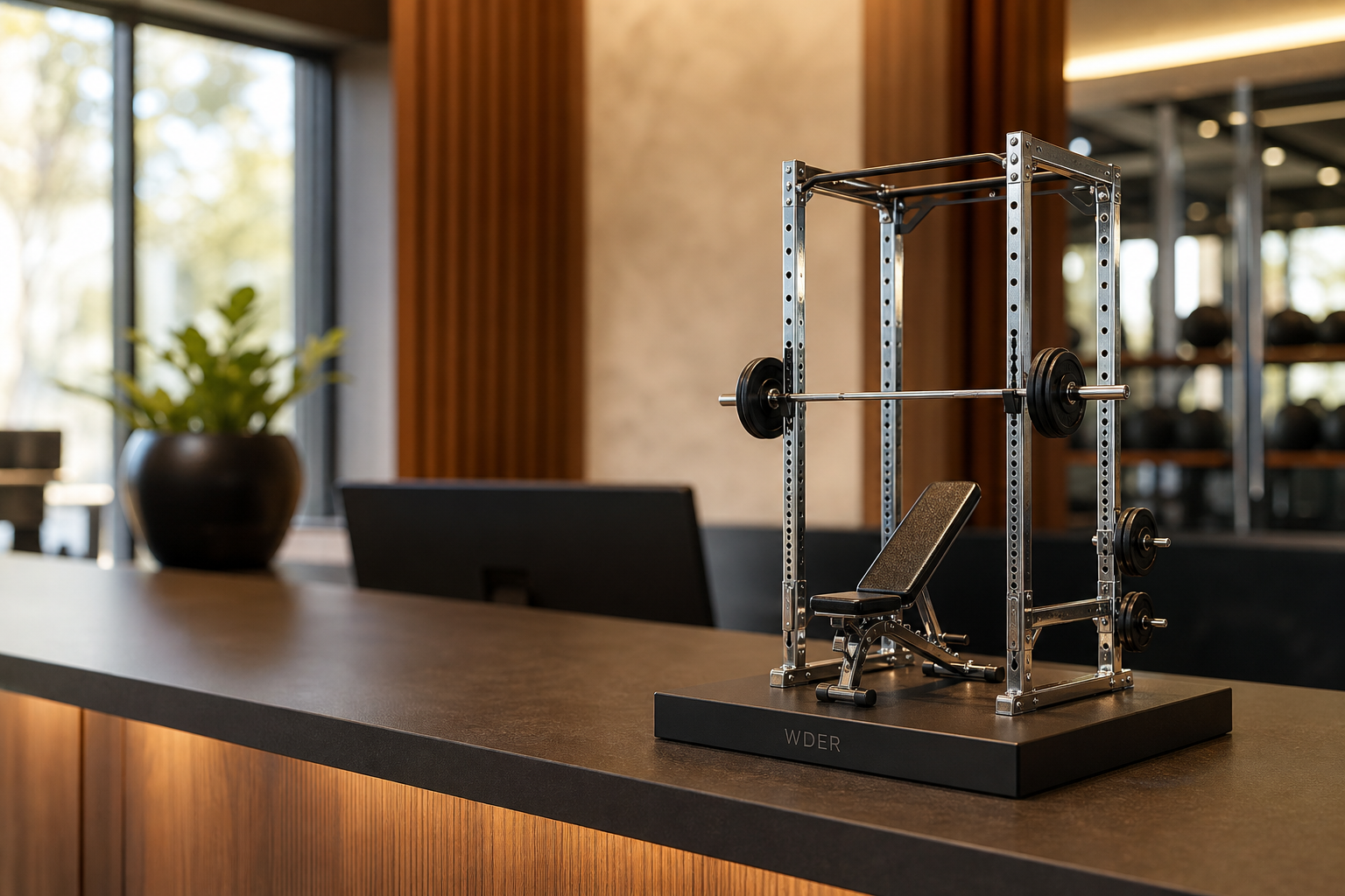 Bulk miniature gym model procurement checklist for events and teams | دليل الشراء المحلي — WDER mini gym model shown in a real display scene with one natural brand mark.