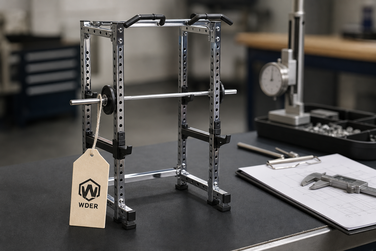 Mini Gym Models for Fitness Brand Events — physical WDER mini gym model in a real use scene with one natural brand mark.