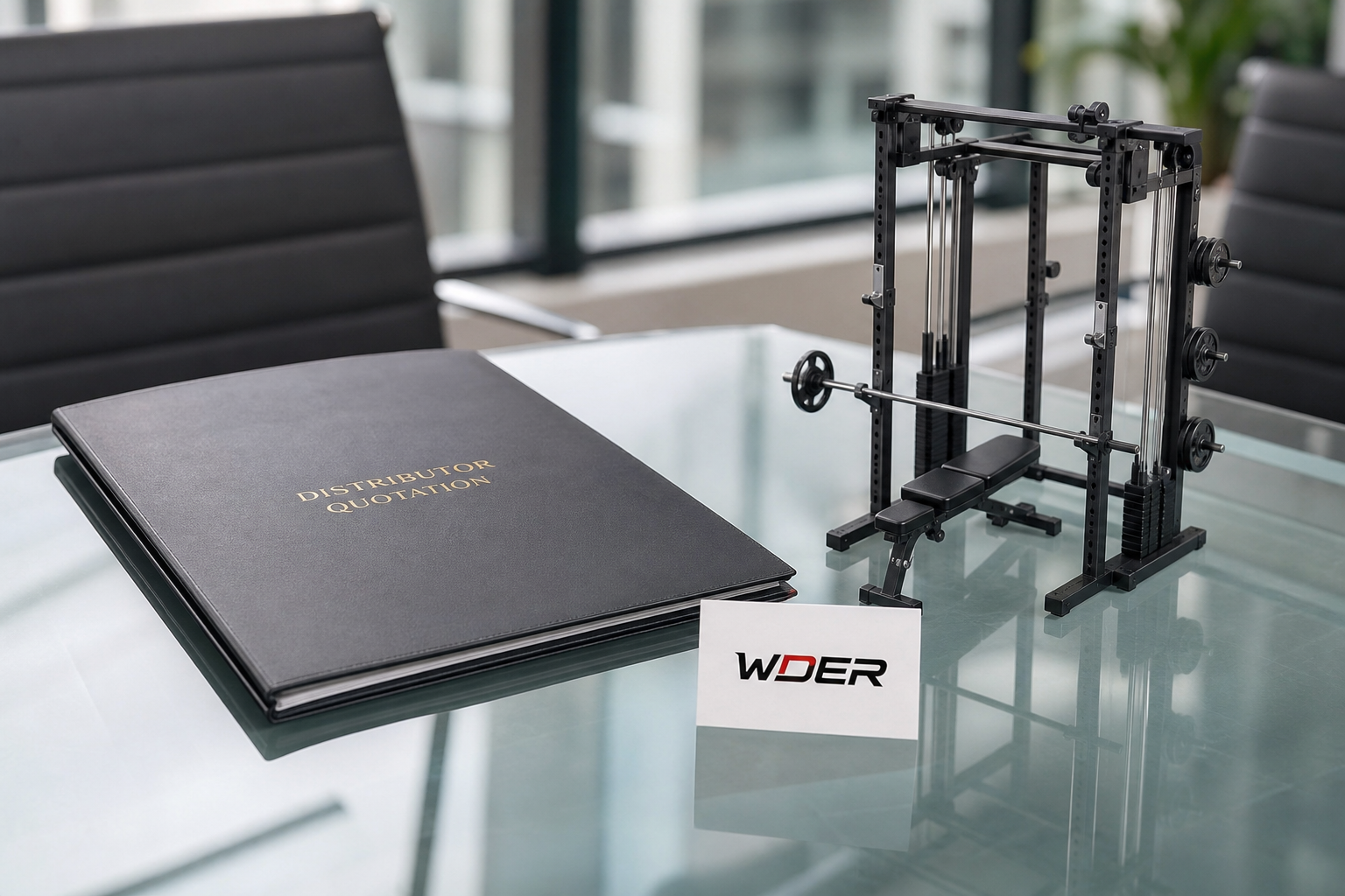 Mini Gym Model Material and Finish Comparison — WDER mini gym model shown in a real commercial scene with one natural brand mark.