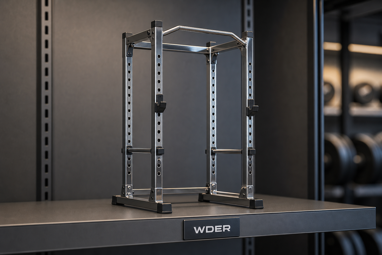 Mini Gym Models for Sports Club Manager Gifts — WDER mini gym model shown in a real commercial scene with one natural brand mark.