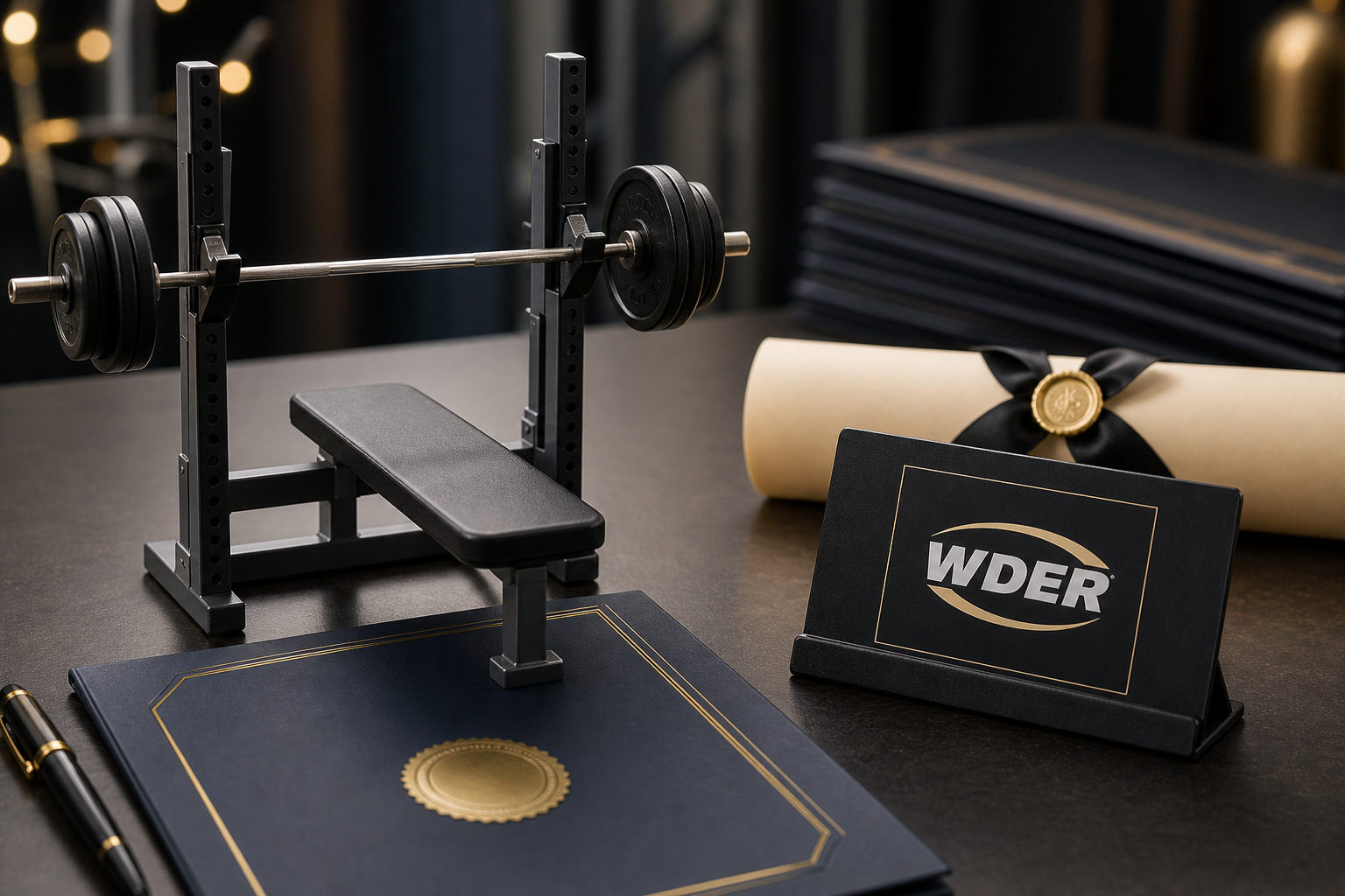 Corporate Wellness Mini Gym Gift Plan — WDER mini gym model shown in a real commercial scene with one natural brand mark.