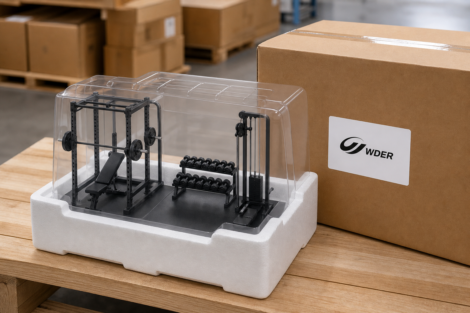 Strength Coach Certification Gift Guide — WDER mini gym model shown in a real commercial scene with one natural brand mark.