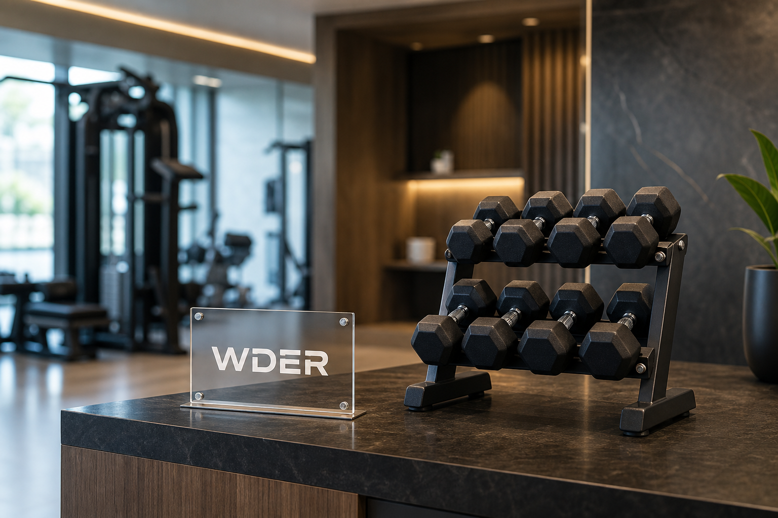 Mini Gym Model Display Scale Guide for Desks and Shelves — WDER physical mini gym model in a realistic display setting with one natural brand mark.