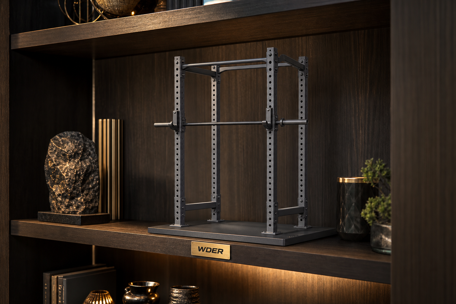Premium Fitness Collector Mini Model Selection Guide — WDER physical mini gym model in a realistic display setting with one natural brand mark.