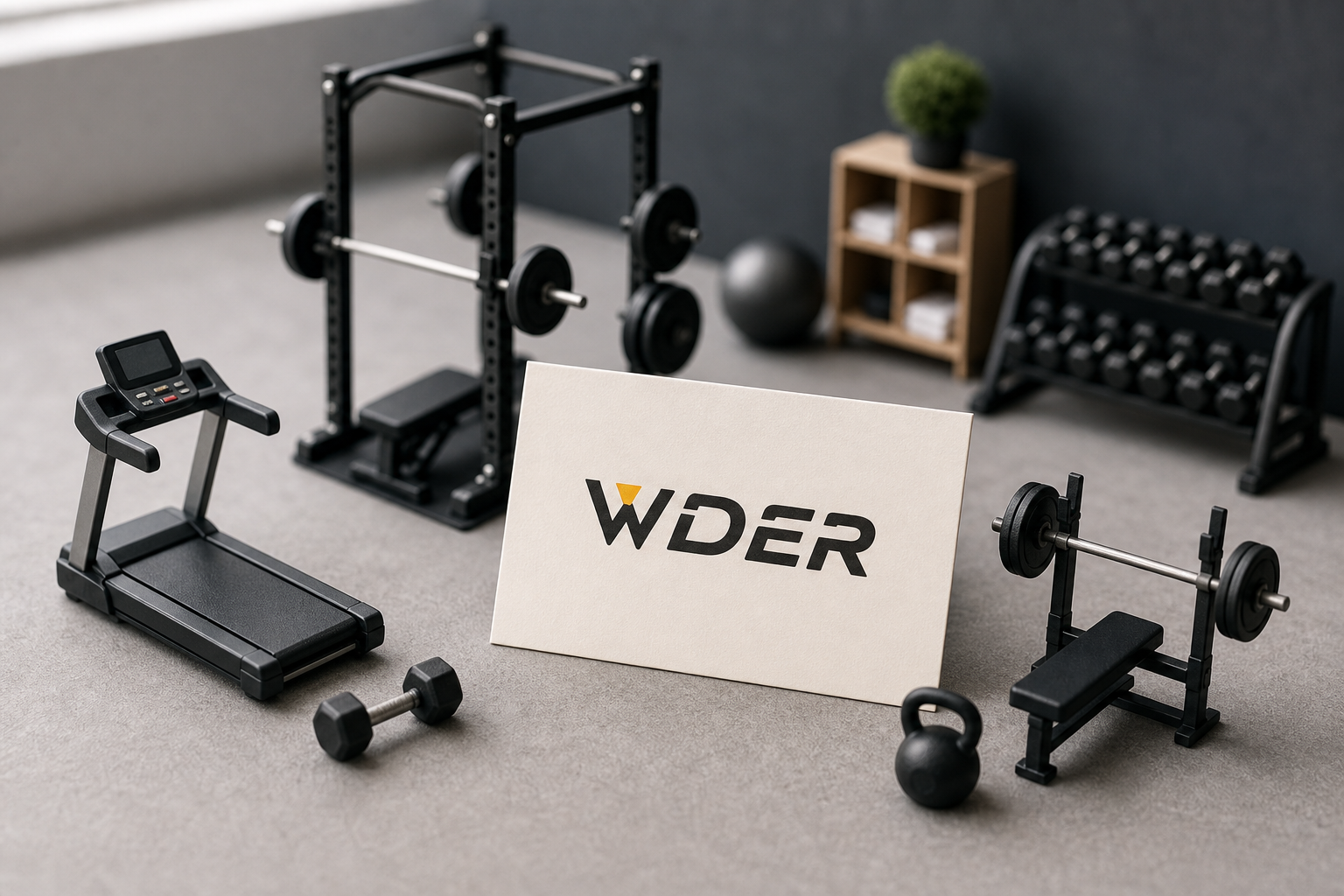 Mini Gym Model Prop Guide for Fitness Content Creators — physical WDER mini gym model in a realistic setting with one natural brand mark.