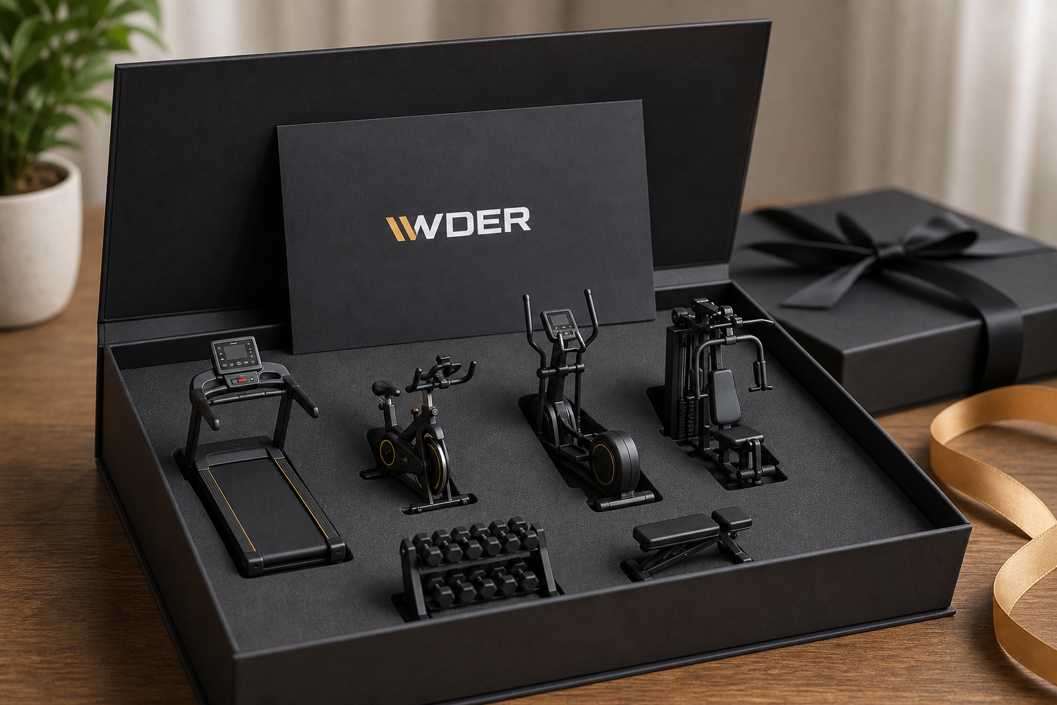 Distributor Mini Gym Model Sample Review Checklist — physical WDER mini gym model with one natural brand mark in a realistic scene.