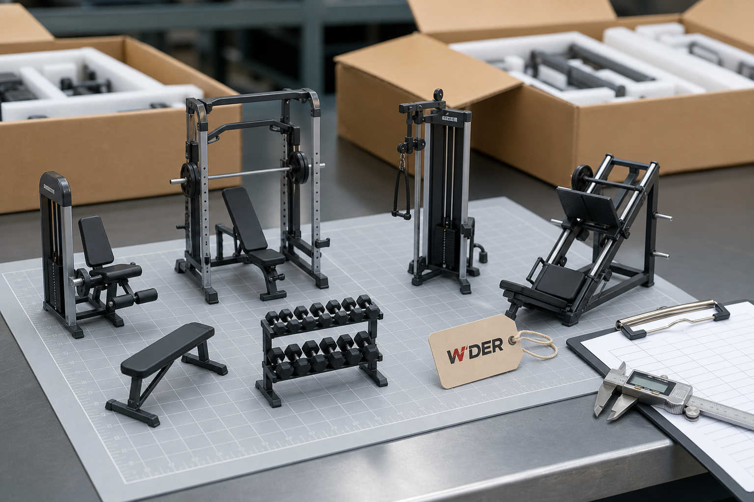 Mini Gym Model Shipment Arrival Review — physical WDER mini gym model with one natural brand mark in a realistic scene.