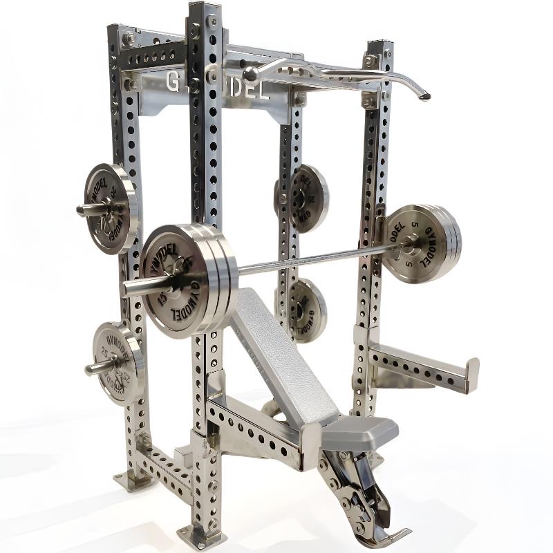 Chrome mini power rack model showing polished finish.