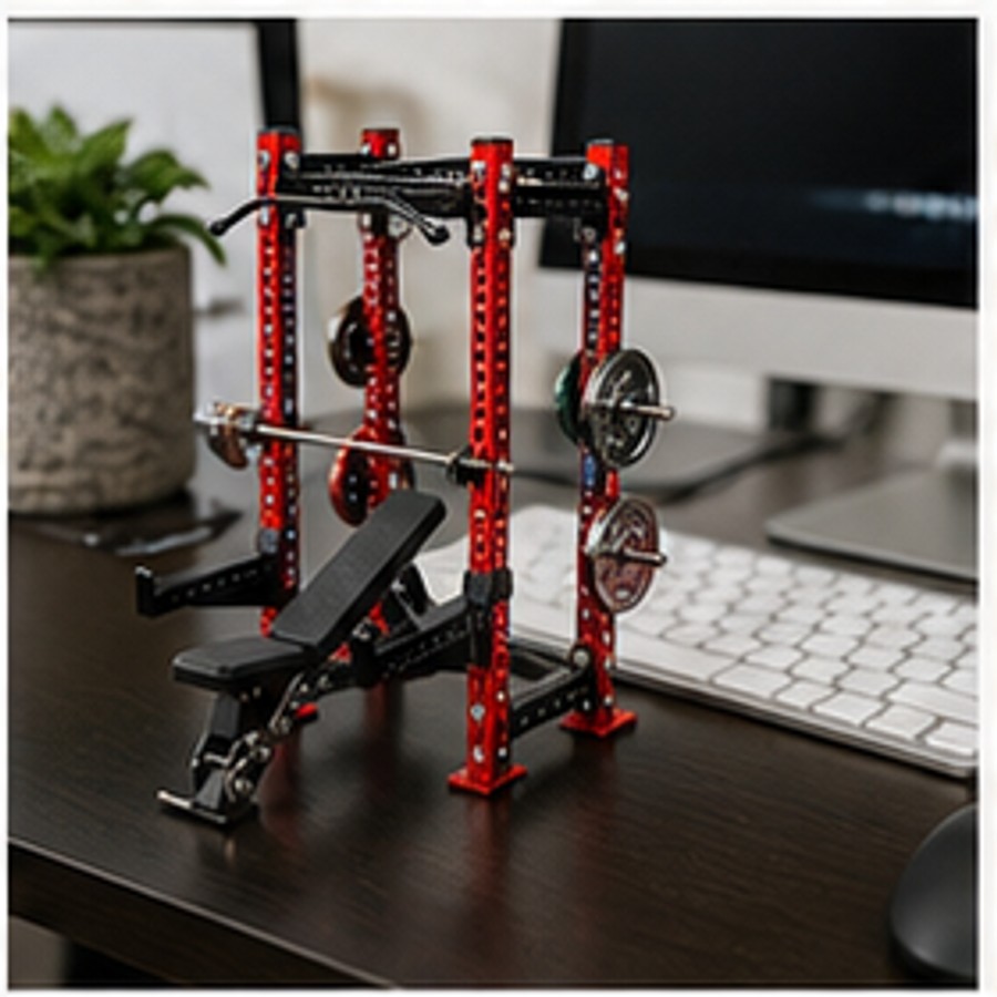 Fitness equipment miniature on a gym reception counter for a gym owner gift