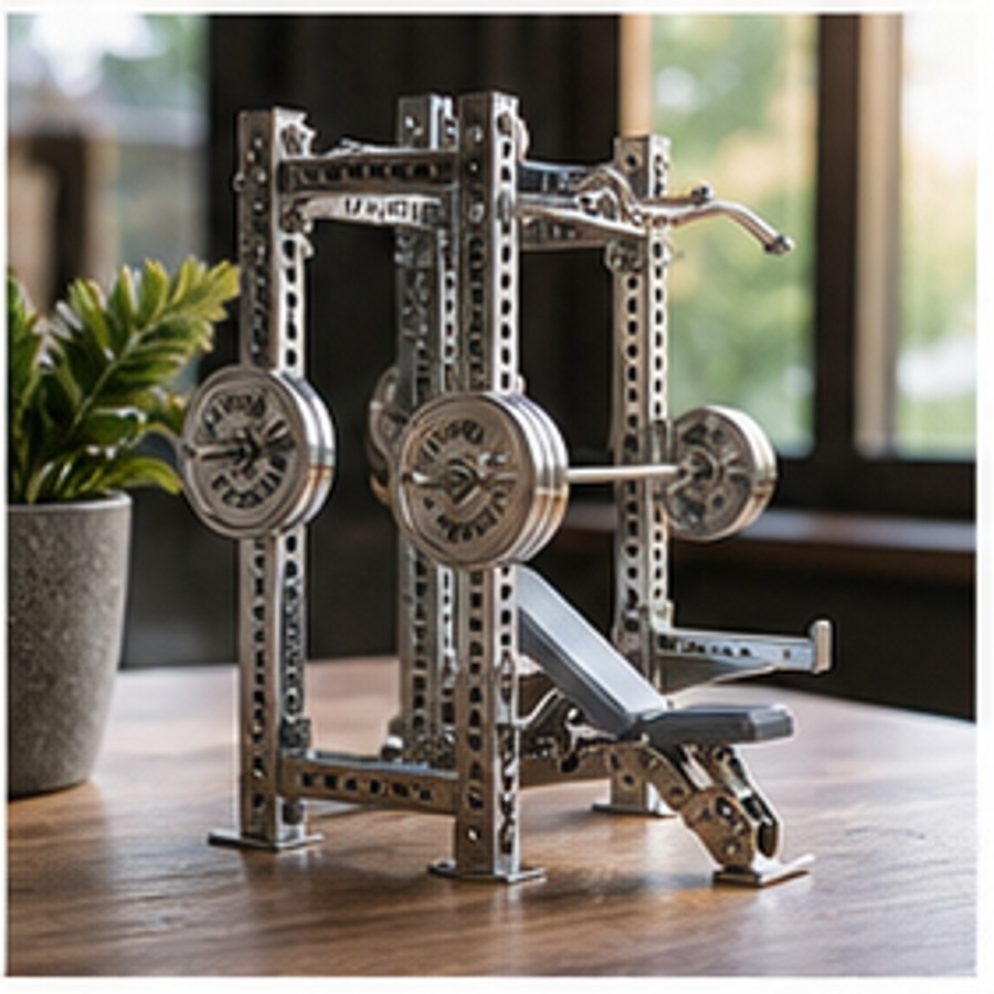 هدية مكتب المدرب: Mini Dumbbell Rack - WDER mini gym model مدربون visual with one natural display-card logo